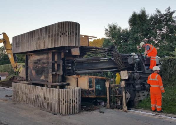 Machine falls over on D'Urton lane, Preston.