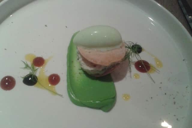 Crab, avocado and wasabi ice cream starter
Made by Rupert Rowley (Yorkshire) at the Freemasons War of the Roses night