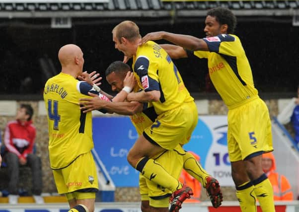 PNE celebrate Simon Whaley's goal at Ipswich in 2008