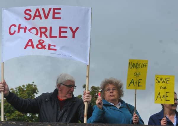 UP IN ARMS: Campaigners have been out in forcein a bid to save Chorleys A&E unit