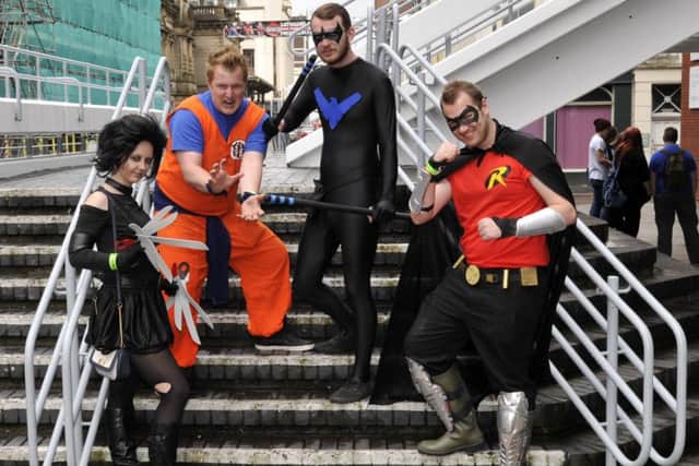 from left, Emma Clayton, Andy Durning, Benjamin Barnes and Tom Smalley visit the comic convention at Preston Guild Hall