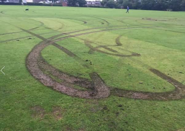 Gregson Lane cricket pitch was destroyed after a car drove over the field.