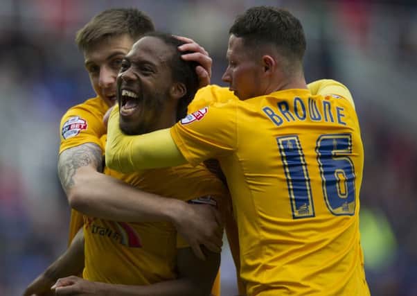 Preston North End's Daniel Johnson celebrates scoring his side's winning goal at Reading.