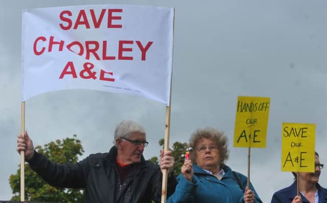 Demonstrators outside Chorley Hospital