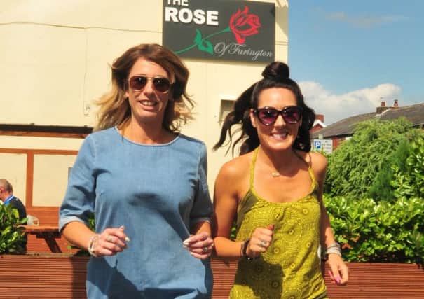 Photo: David HurstMaxine Deraviarere, right and her friend Laura Davidson prepare for a sponsored run they are taking part in to raise money for Bowel Cancer UK at The Rose of Farington Pub, near Leyland