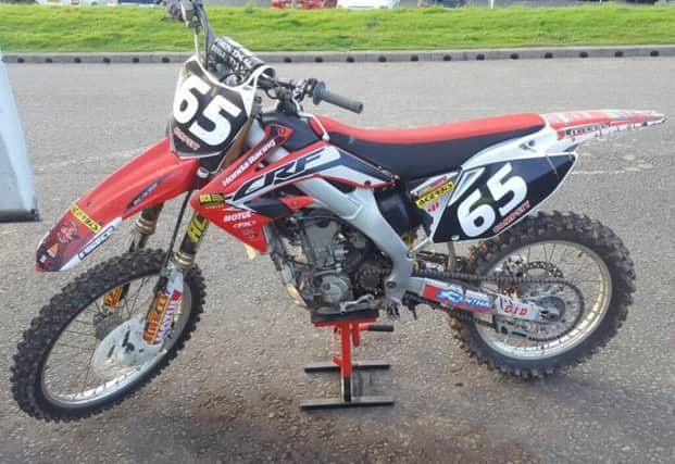 Honda off-road motorbike as stolen from Euxton Car Sales, Chorley. CREDIT: Chorley Police