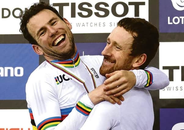 Sir Bradley Wiggins (right) and Mark Cavendish earlier this year