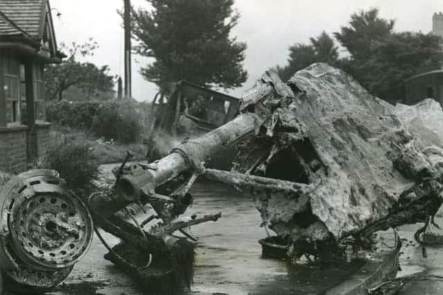 Wreckage from the American Liberator bomber which crashed in Freckleton, killing children and teachers in the village school.