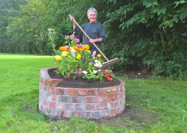 A new planter built at Fishwick Recreation Ground. 
Pictured is Bob Fletcher, treasurer of the Friends of Fishwick and St Matthew's