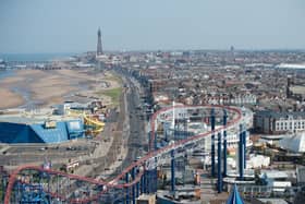Picture Credit Charlotte Graham - Guzelian  Picture Shows View from top of tower looking towards Blackpool Tower   From the Big one  at a hight of 235ft (72metres) Rollercoaster, Blackpool Pleasure Beach