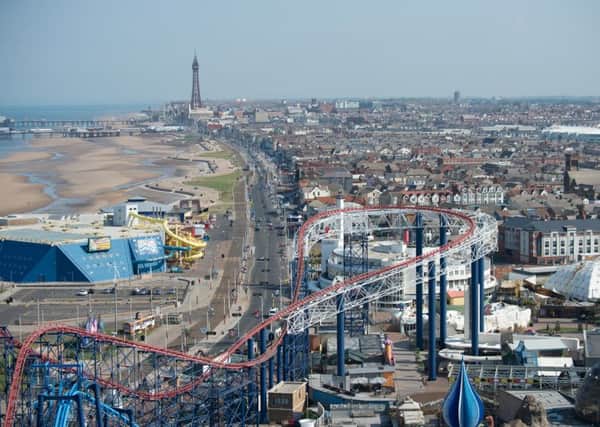 Picture Credit Charlotte Graham - Guzelian  Picture Shows View from top of tower looking towards Blackpool Tower   From the Big one  at a hight of 235ft (72metres) Rollercoaster, Blackpool Pleasure Beach