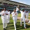 The Pakistan team walk around the ground after winning the match on day four of the fourth Test at The Oval