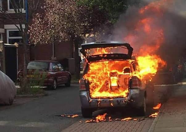 A car burst into flames in St Cuthbert's Road in Preston