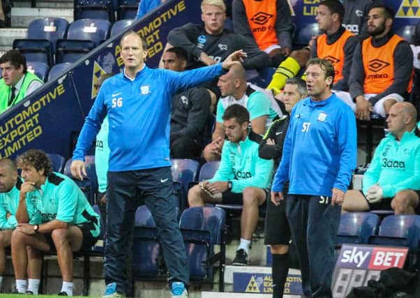 PNE boss Simon Grayson on the touchline in the 1-0 defeat to Derby