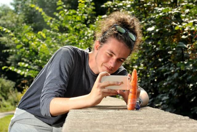 Photo Neil Cross
Benjamin Wareing with one of the character carrots found at Avenham Park