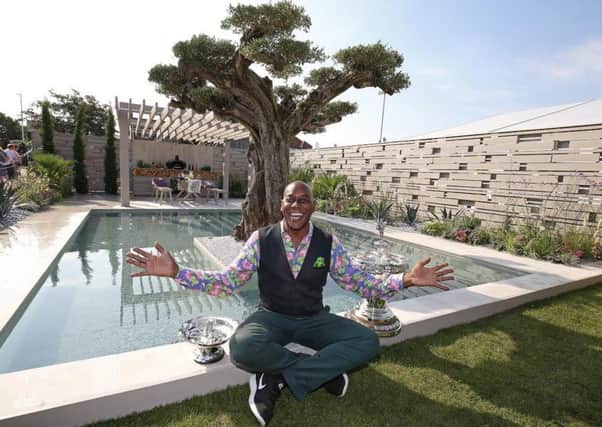 Ainsley Harriott at the Berry's garden in Southport Flower Show