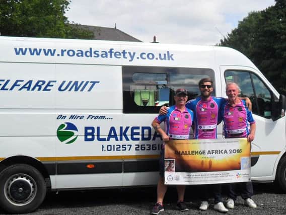 Michael Pownceby, Jamie Pownceby and Paul Adams (from left to right) who are cycling from London to Fez for Great Ormond Street and Evelina London Childrens Hospitals
