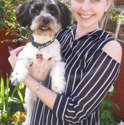 Hannah Lyson with her dog Denzil