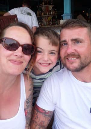 Stuart Robinson, 34, who is going to Rio de Janeiro as part of the Paralympic Inspiration Programme thanks to the charity Help For Heroes.
Stuart lost both his legs when serving with the RAF in Afghanistan in 2013.
Stuart with his with Amy and son George, seven