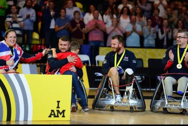 Stuart Robinson, 34, who is going to Rio de Janeiro as part of the Paralympic Inspiration Programme thanks to the charity Help For Heroes.
Stuart lost both his legs when serving with the RAF in Afghanistan in 2013.
Stuart does Wheelchair Rugby