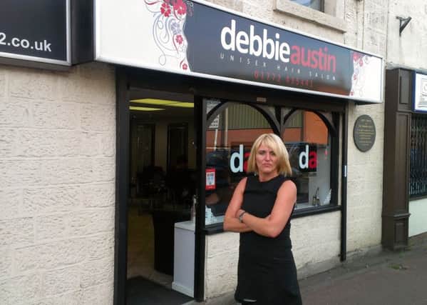 Debbie Austin, 44, owner of Debbie Austin Unisex Hair Salon, Towngate, Leyland, which was broken into