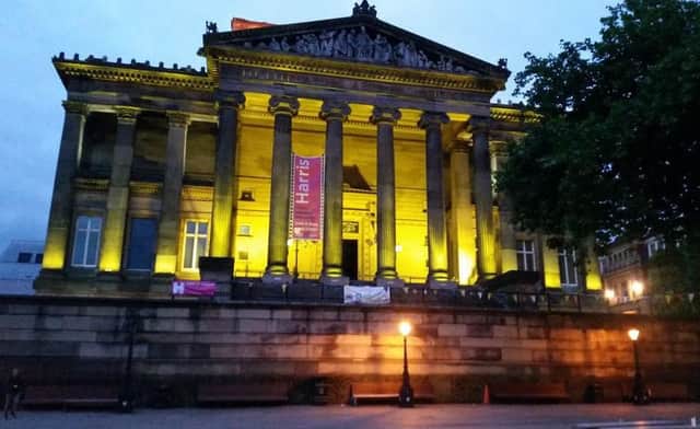 The Harris has been lit up in gold for childhood cancer awareness month