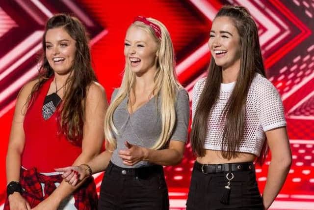 Annabel Pike (far right) with girl band Girl Next Door auditioning on the X Factor.