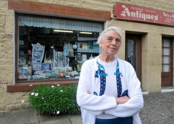 DAMAGE: Kath Gregson outside her antique shop in Heysham