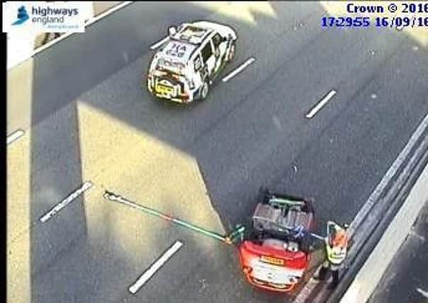 A car overturned on the M6 between junctions 32 and 31.
Photo: Highways Agency