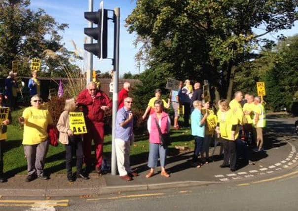 Protesters outside Chorley and South Ribble Hospital callign for the reopening of the A&E department.
Photo: Chorley Labour Party