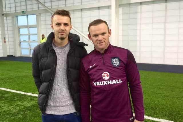 Michael Cartmell with  Wayne Rooney in November 2014 at St Georges Park - England's training ground.