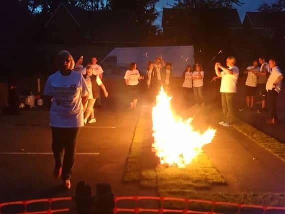 The BLAZE Firewalking challenge at Lord Nelson pub in Chorley in aid of CRY