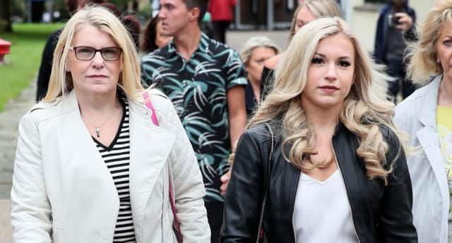 Alton Towers theme park Smiler ride accident victim Vicky Balch (right) and her mother Karen arrive at Stafford Crown Court