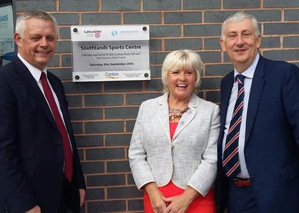Lindsay Hoyle at the official opening of the new sports centre at Southlands High School