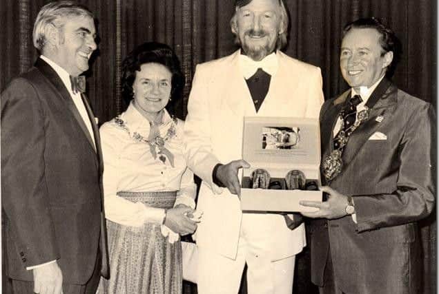 Vin Sumner (left) and Mayor and Mayoress of Preston Joe and Enid Hood with big band leader James Last (centre)