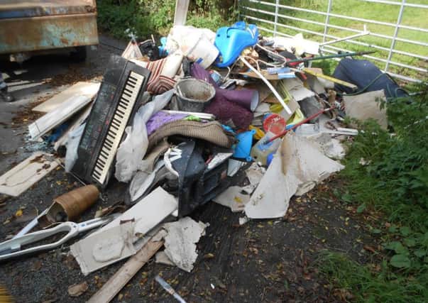 Household waste found dumped in an entrance to a field on Brabiner Lane, near Grimsargh