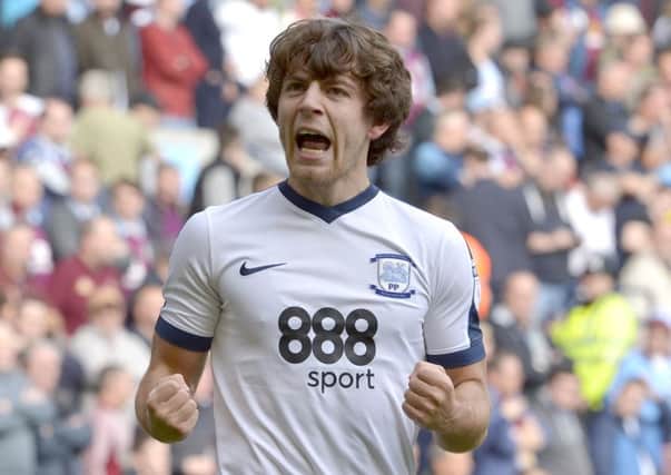 Preston North End's Ben Pearson celebrates scoring the opening goal - his first for the club.