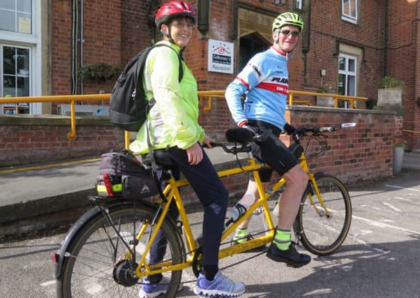 Galloways volunteer, Bert Chessell, with Vision Services Coordinator, Nia Coleman who have completed a 30 mile tandem cycling challenge