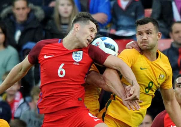 Bailey Wright in action for Australia against England