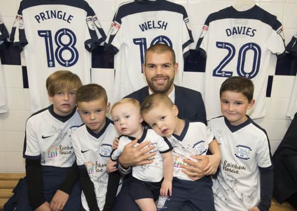 John Welsh with his two sons and three nephews who were mascots against Aston Villa  (photo by Ian Robinson)