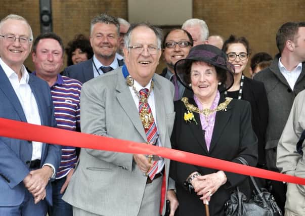 The current Mayor of Preston, Coun John Collins, opening the revamped Fish Market canopy earlier this year