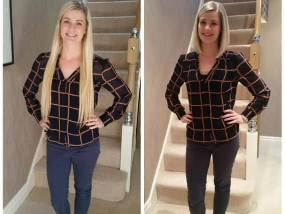 Lauren Hogg before and after her big hair cut