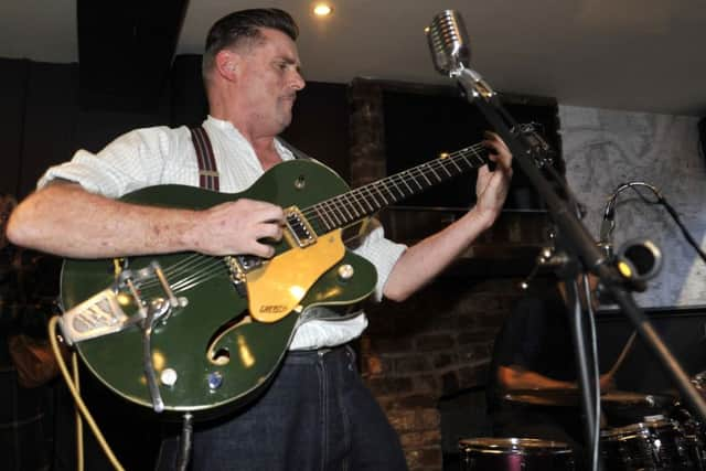 Leo Harris and The Bray Katz perform in the Penny Bank Pub for the Lancaster Music Festival.