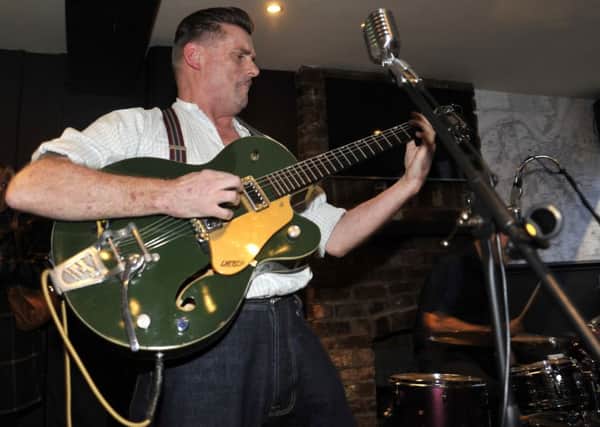 Leo Harris and The Bray Katz perform in the Penny Bank Pub for the Lancaster Music Festival.