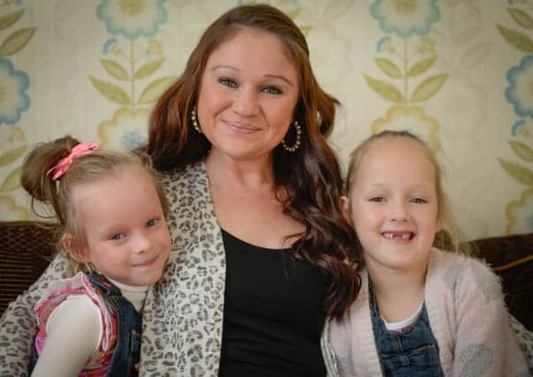 Michelle Alder's daughter Keira, 6, has severe atopic eczema, which means she has to wear full-body bandages 24 hours a day. Pictured are Michelle with daughters Keira (left) and twin sister Lexi.