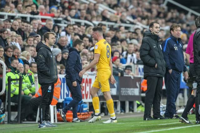 Preston North End's Alan Browne heads down the tunnel after being red carded