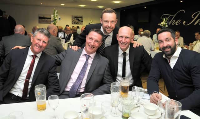 Preston North End heroes, from left, Gary Peters, Ian Bryson, Paul McKenna, Andy Saville and Allan Smart at the Sportsmans Dinner at Deepdale