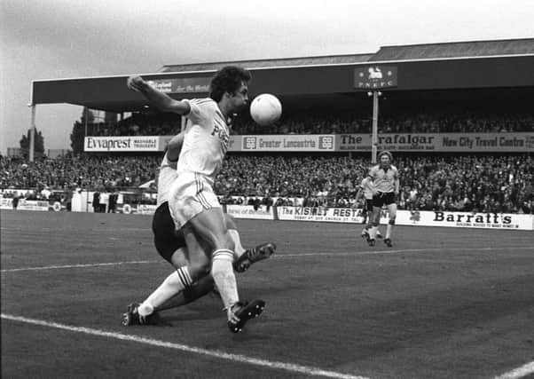 Steve Elliott in action for PNE against Newcastle in August 1979