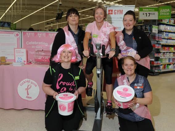 Staff at Asda store in Clayton Green were joined by staff from Active Nation. From left, Sharon Neill, Kate Brickell, Debbie Kirkman, Rachel Sumner and Vikki Pridgeon (front right)