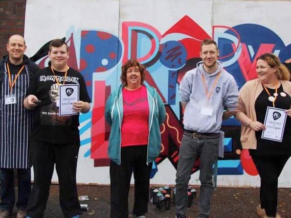 From left Ben Clayton, representing Penwortham St Mary's Scout Group, Jake Ogden, Maureen Henry, Michael Farrow, Becky St Jean. PICTURE Rob Conroy